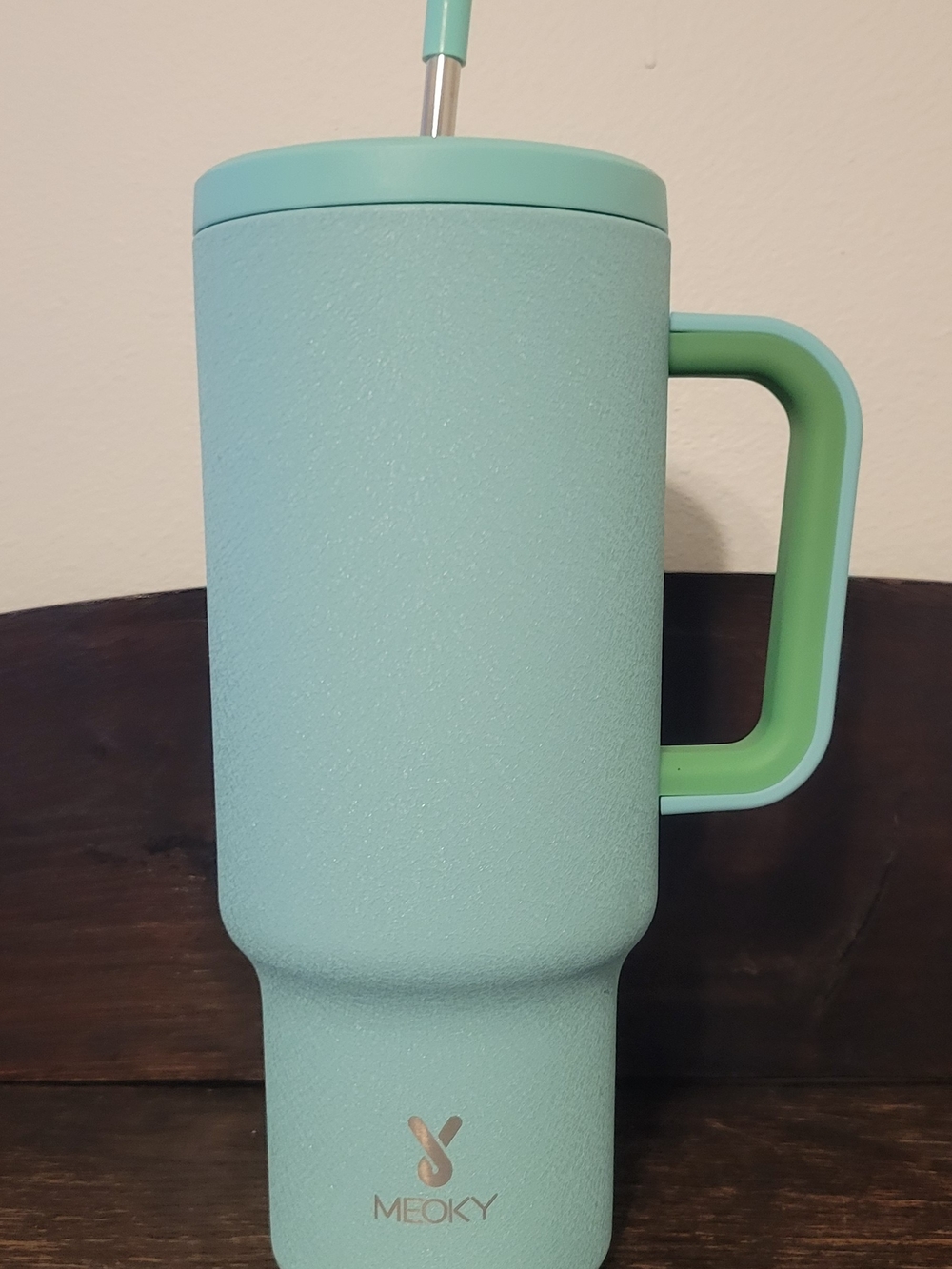 Meoky Aqua Green Insulated Travel Mug with Handle
